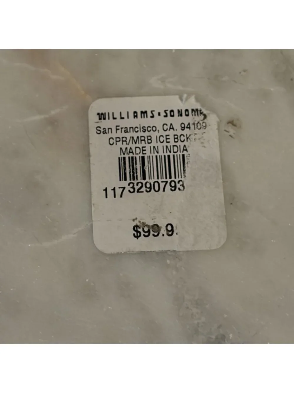 Williams Sonoma Marble Copper Ice Bucket Wine Chillers Lid Handle Solid Barware